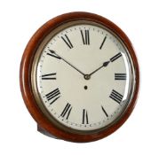 A GEORGE IV MAHOGANY FUSEE DIAL WALL TIMEPIECE