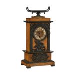 A FRENCH EMPIRE BRONZE AND SIMULATED SIENA MARBLE SMALL MANTEL TIMEPIECE