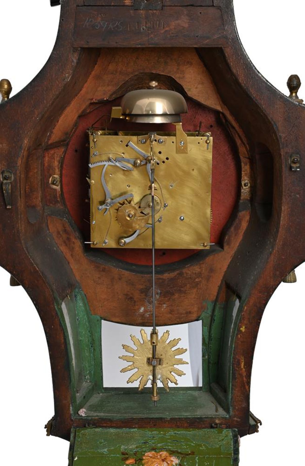 A SWISS NEAUCHATEL LOUIS XVI GILT BRASS MOUNTED ‘VERNIS MARTIN’ DUTCH-STRIKING CARTEL WALL CLOCK - Bild 3 aus 3