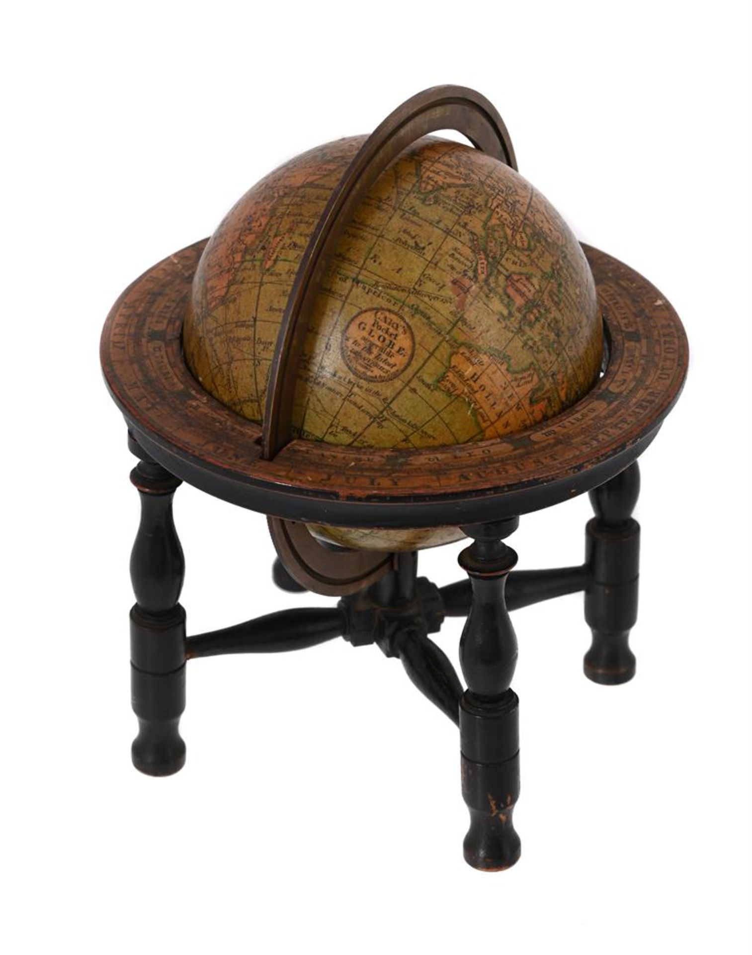 A FINE AND RARE PAIR OF GEORGE III MINIATURE THREE-INCH TABLE GLOBES - Image 4 of 6