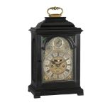 Y A FINE GEORGE I EBONY TABLE CLOCK WITH PULL-QUARTER REPEAT ON SIX BELLS