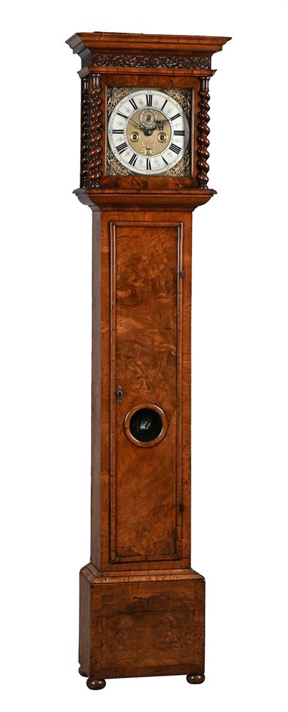 A FINE WILLIAM III FIGURED WALNUT EIGHT-DAY LONGCASE CLOCK