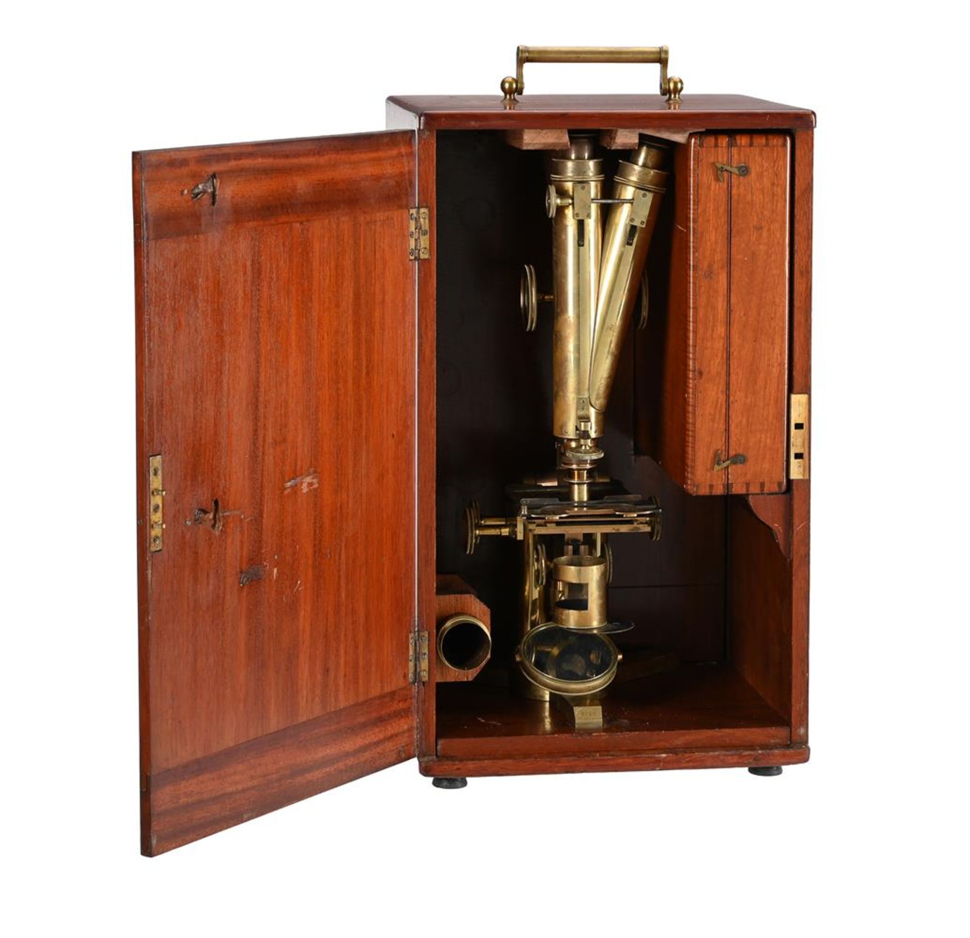 A VICTORIAN LACQUERED BRASS BINOCULAR MICROSCOPE - Image 6 of 6