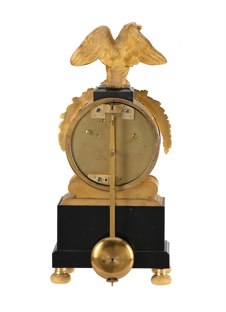 A REGENCY ORMOLU AND BLACK MARBLE SMALL ‘DRUM-HEAD’ MANTEL TIMEPIECE - Image 3 of 4