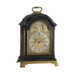 A FINE GEORGE III BRASS MOUNTED EBONISED TRIPLE-PAD TOP TABLE CLOCK WITH SILENT VERGE ESCAPEMENT
