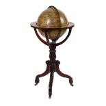 A VICTORIAN TWELVE-INCH TERRESTRIAL FLOOR-STANDING LIBRARY GLOBE