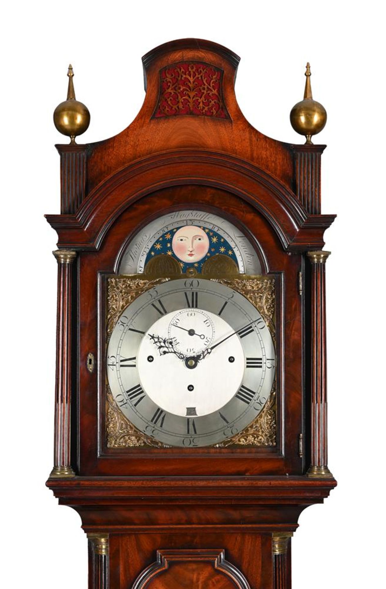 A FINE GEORGE III MAHOGANY QUARTER-CHIMING EIGHT-DAY LONGCASE CLOCK WITH MOONPHASE - Bild 2 aus 5