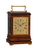 Y A FINE EARLY VICTORIAN GILT BRASS MOUNTED ROSEWOOD SMALL FIVE-GLASS TRAVELLING/CARRIAGE TIMEPIECE