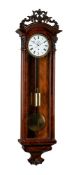 A VIENNESE MAHOGANY WALL REGULATOR TIMEPIECE OF ONE-MONTH DURATION