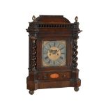 A RARE ITALIAN WALNUT TABLE CLOCK WITH PULL QUARTER-REPEAT ON TWO BELLS