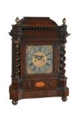 A RARE ITALIAN WALNUT TABLE CLOCK WITH PULL QUARTER-REPEAT ON TWO BELLS