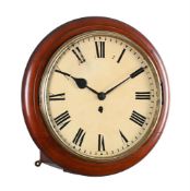 A LATE VICTORIAN/EDWARDIAN MAHOGANY FUSEE DIAL WALL TIMEPIECE