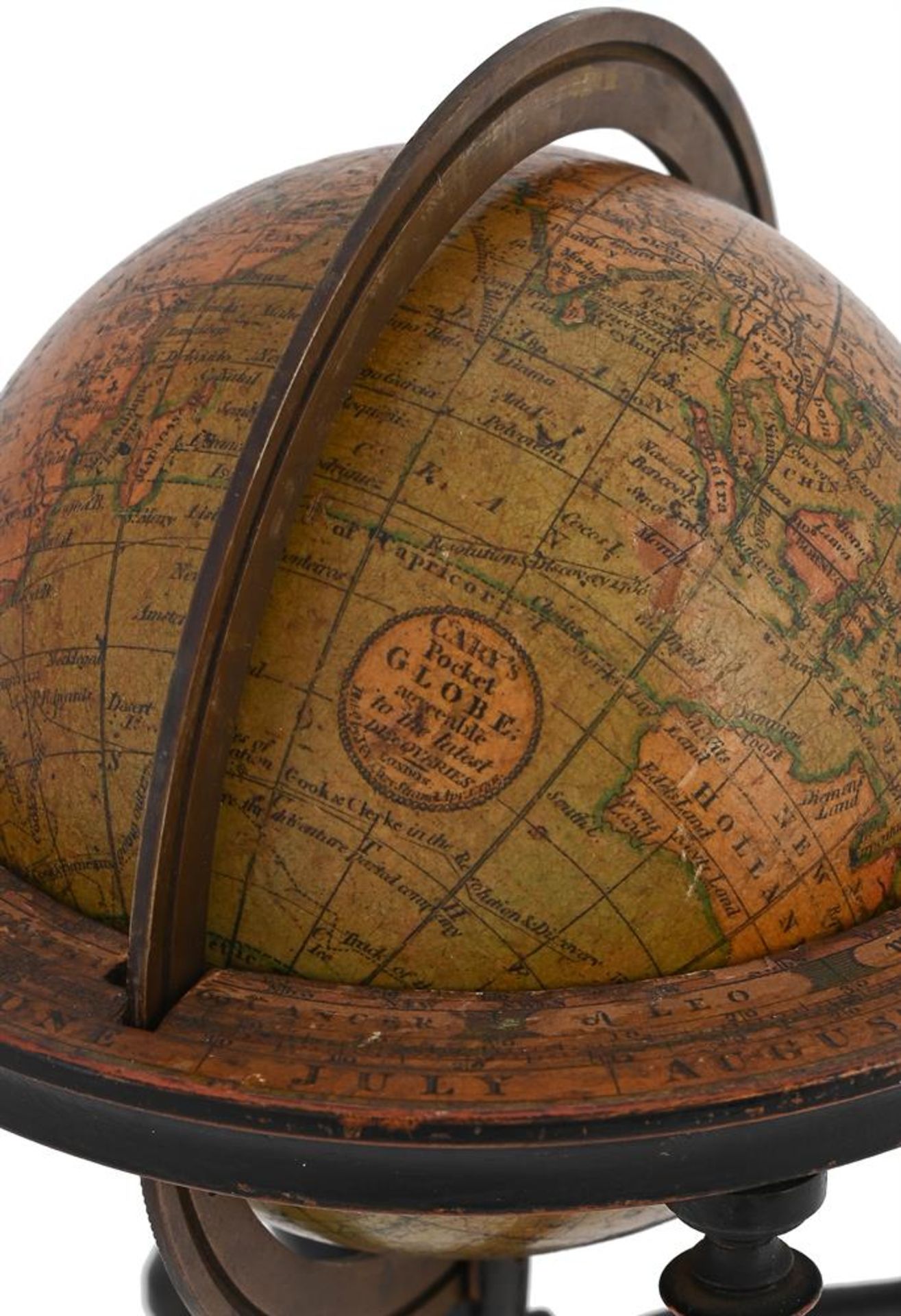 A FINE AND RARE PAIR OF GEORGE III MINIATURE THREE-INCH TABLE GLOBES - Image 5 of 6