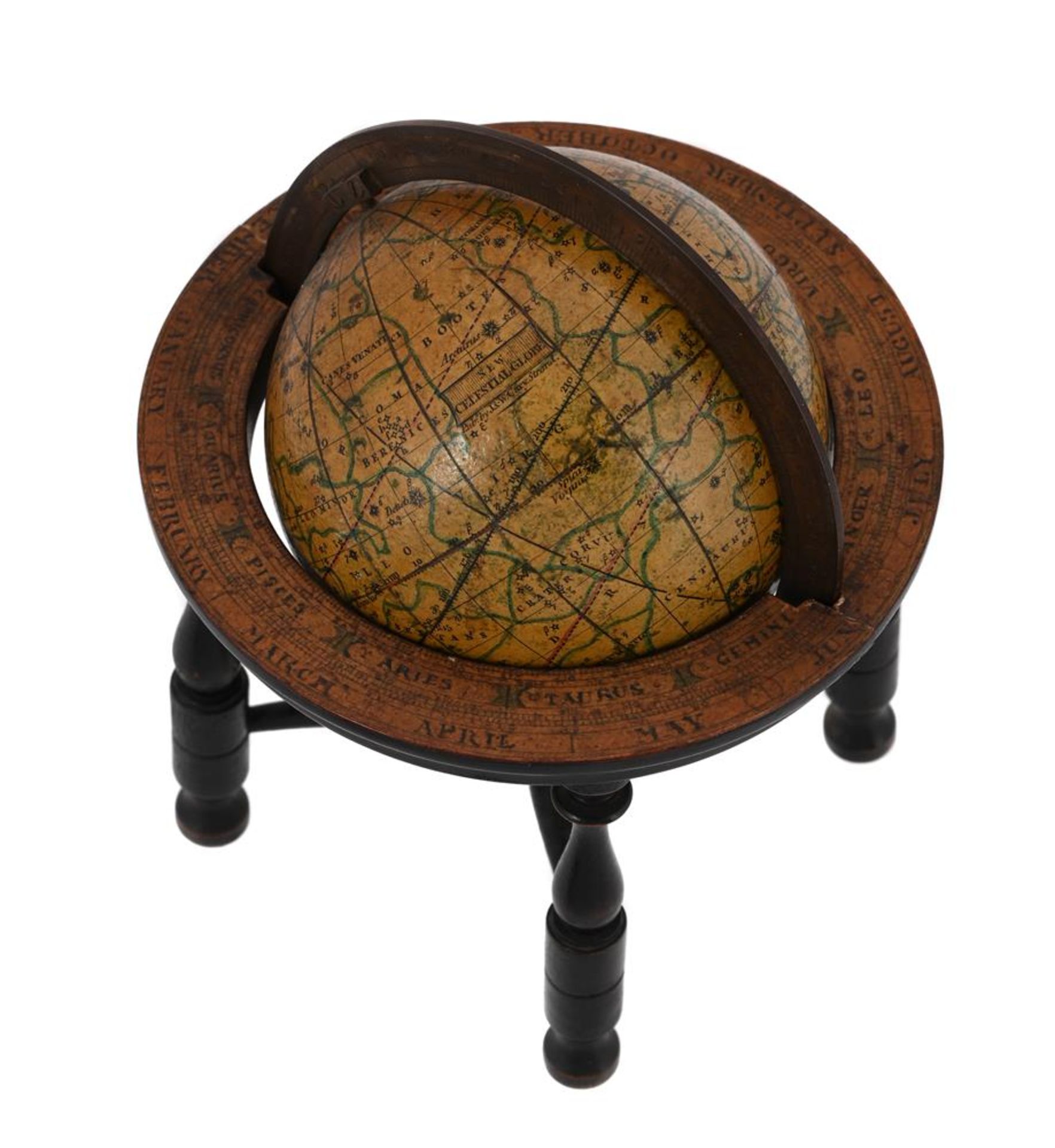 A FINE AND RARE PAIR OF GEORGE III MINIATURE THREE-INCH TABLE GLOBES - Image 2 of 6