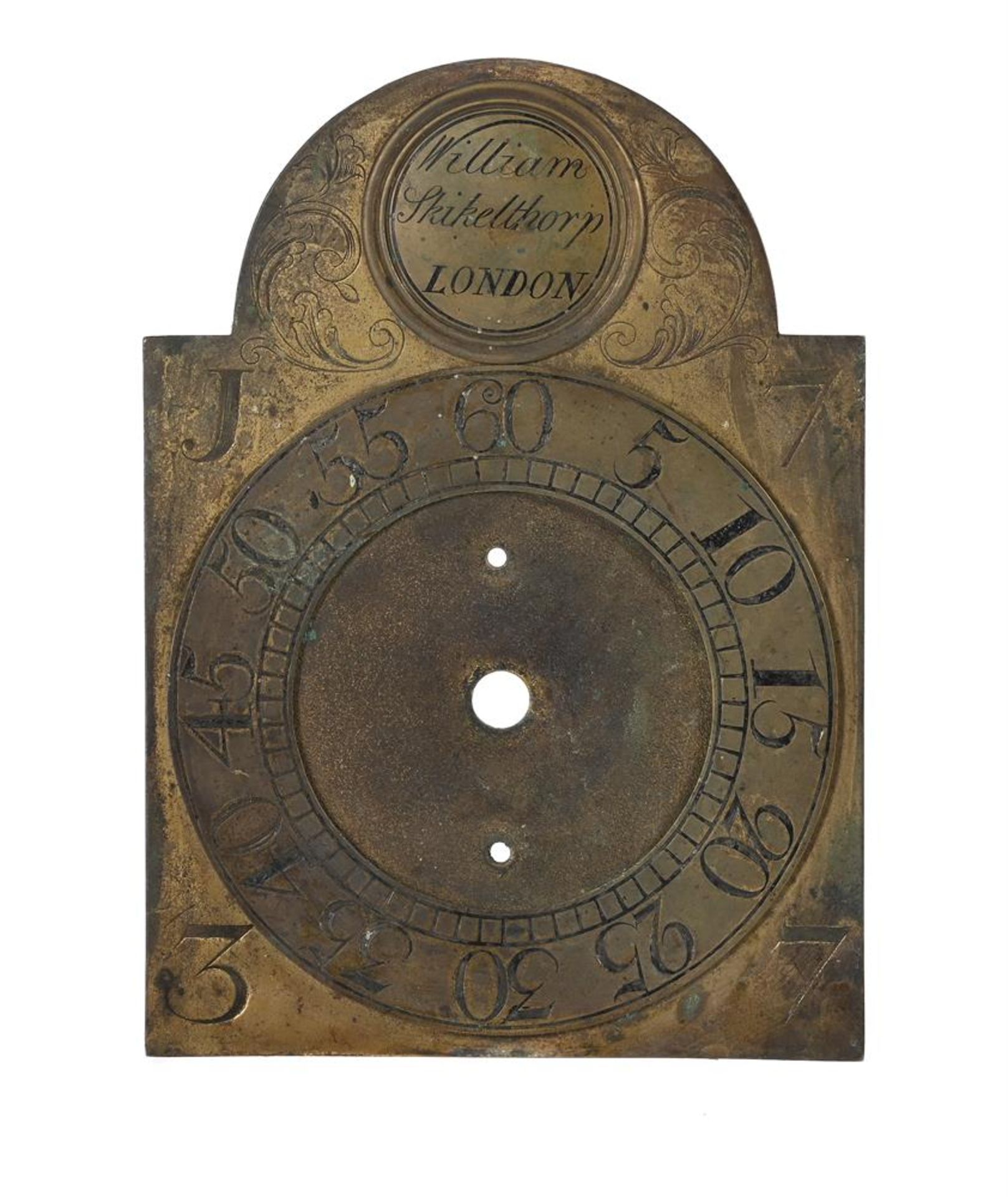 AN ENGLISH WROUGHT IRON AND BRASS TURRET CLOCK MOVEMENT TOGETHER WITH AN EARLIER ‘SETTING DIAL’ - Bild 3 aus 4