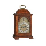 A WALNUT TABLE CLOCK WITH PULL-QUARTER REPEAT ON SIX BELLS