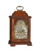A WALNUT TABLE CLOCK WITH PULL-QUARTER REPEAT ON SIX BELLS