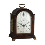 A GEORGE III MAHOGANY SMALL TABLE/BRACKET CLOCK WITH SILENT VERGE ESCAPEMENT AND ALARM