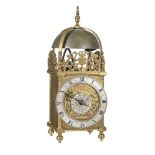 A RARE COMMONWEALTH PERIOD BRASS LANTERN CLOCK