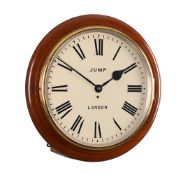 A LATE VICTORIAN MAHOGANY FUSEE DIAL WALL TIMEPIECE WITH FIFTEEN-INCH DIAL