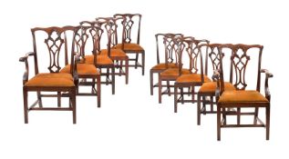 A SET OF TEN MAHOGANY DINING CHAIRS IN GEORGE III STYLE