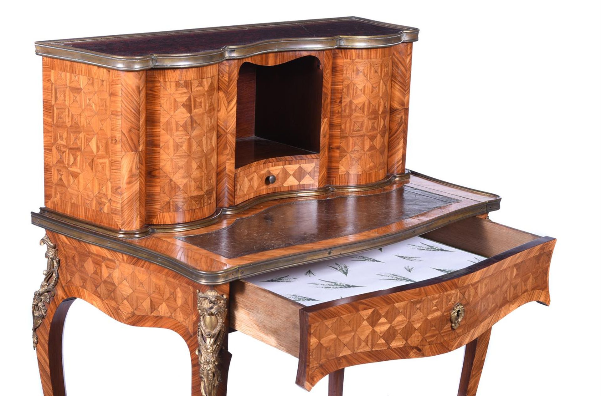 Y A FRENCH KINGWOOD, TULIPWOOD PARQUETRY AND ROSEWOOD BUREAU DE DAME - Image 2 of 5