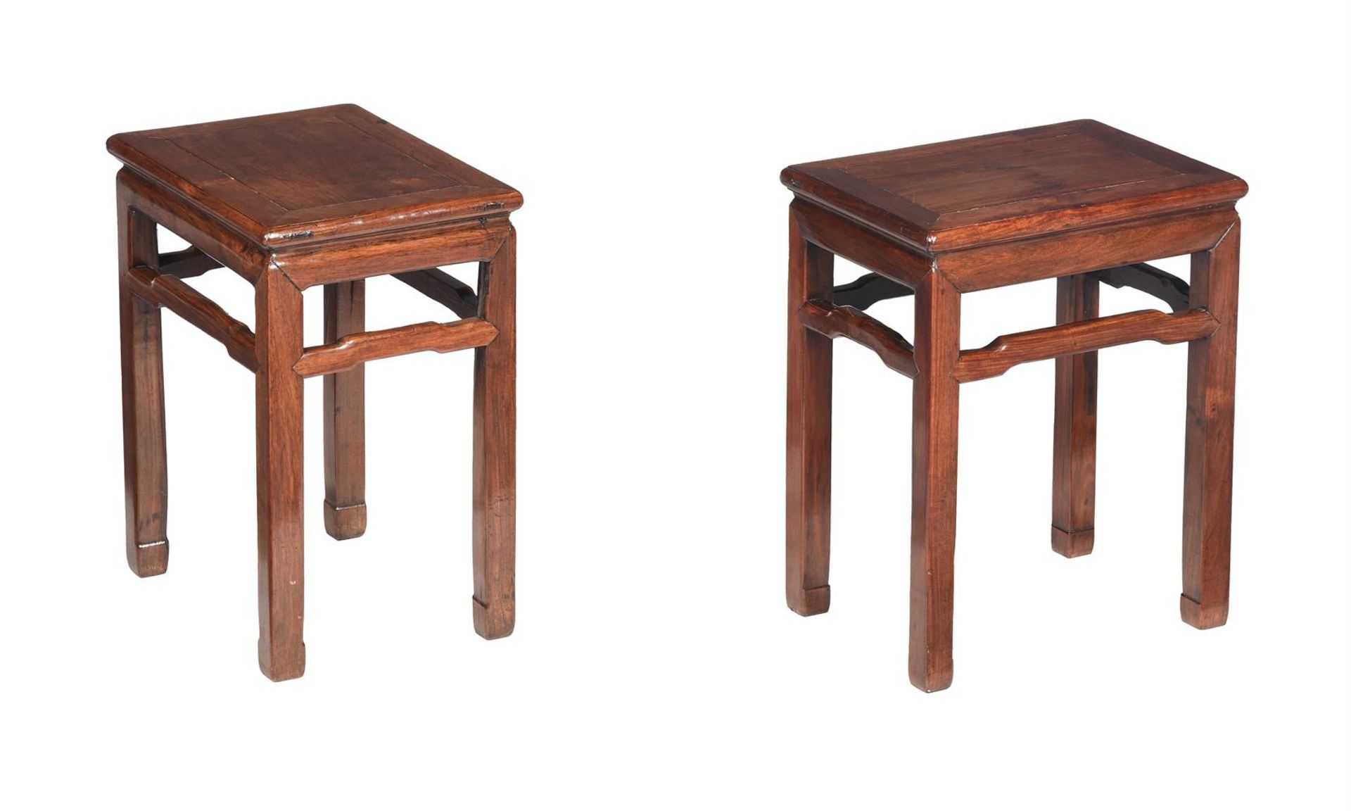 A PAIR OF CHINESE EXOTIC HARDWOOD LOW TABLES