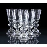 A SET OF FIVE LOW COUNTRIES BALUSTER GOBLETS