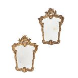 A PAIR OF ITALIAN GILTWOOD MIRRORS IN 18TH CENTURY STYLE