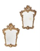 A PAIR OF ITALIAN GILTWOOD MIRRORS IN 18TH CENTURY STYLE