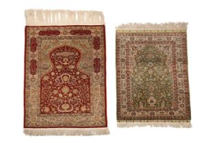 TWO PART SILK PRAYER RUGS