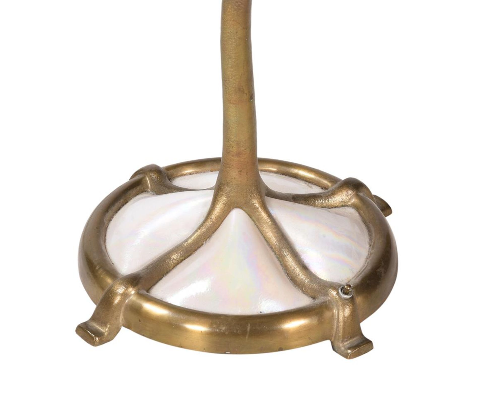 A GILT METAL AND OPALINE GLASS STANDARD LAMP - Image 3 of 3