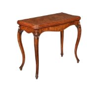 A VICTORIAN WALNUT AND SIMULATED ROSEWOOD CARD TABLE