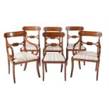 A SET OF SIX GEORGE IV MAHOGANY AND BRASS DINING CHAIRS
