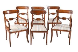 A SET OF SIX GEORGE IV MAHOGANY AND BRASS DINING CHAIRS
