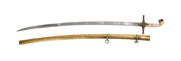 Y A VICTORIAN GENERAL OFFICER'S 1831 PATTERN REGULATION SCIMITAR OR 'MAMELUKE' AND BRASS SCABBARD MI