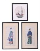 A GROUP OF THREE CHINESE EXPORT PAINTINGS