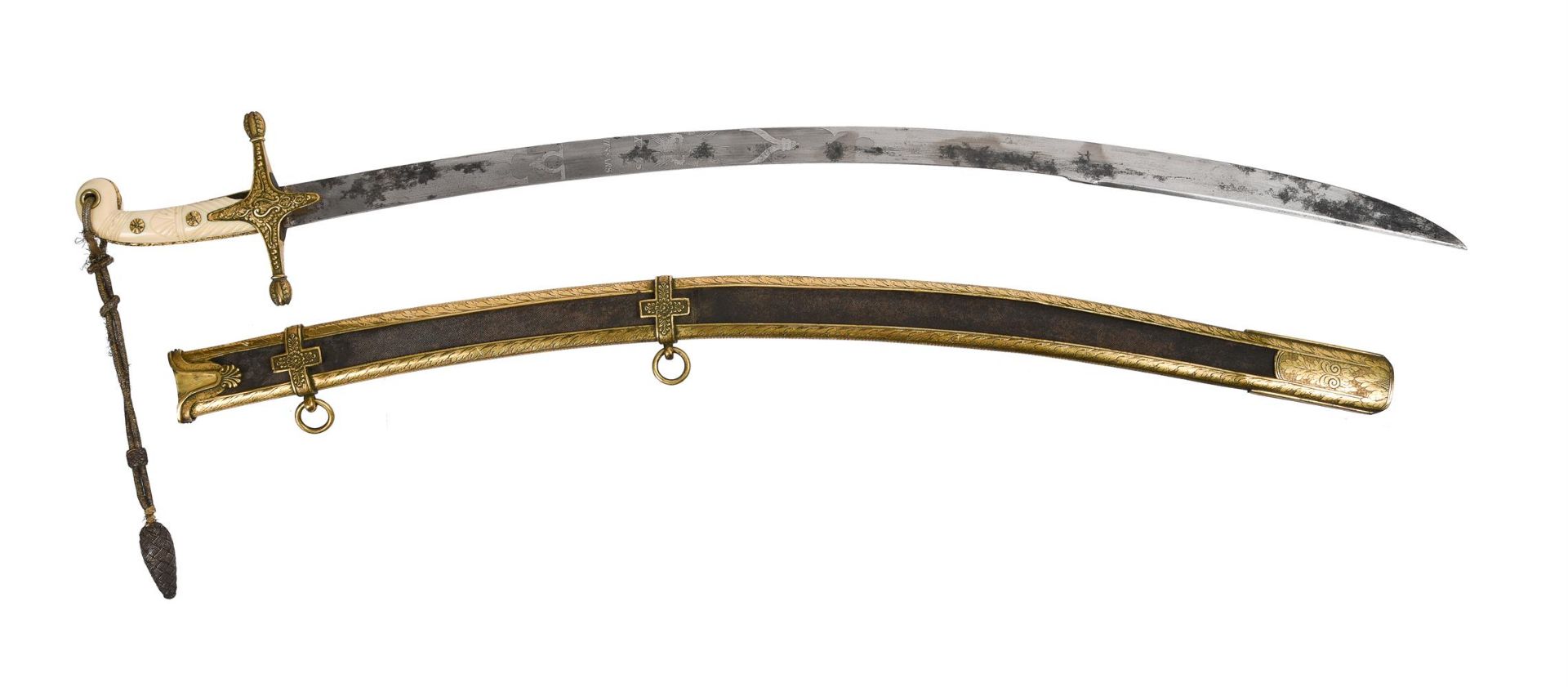 Y A GEORGE IV/WILLIAM IV LIGHT CAVALRY OFFICER'S LEVEE SCIMITAR OR 'MAMELUKE' AND SCABBARD OF THE 15 - Bild 2 aus 6