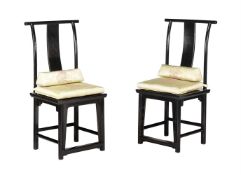 A PAIR OF CHINESE BLACK LACQUER CHAIRS