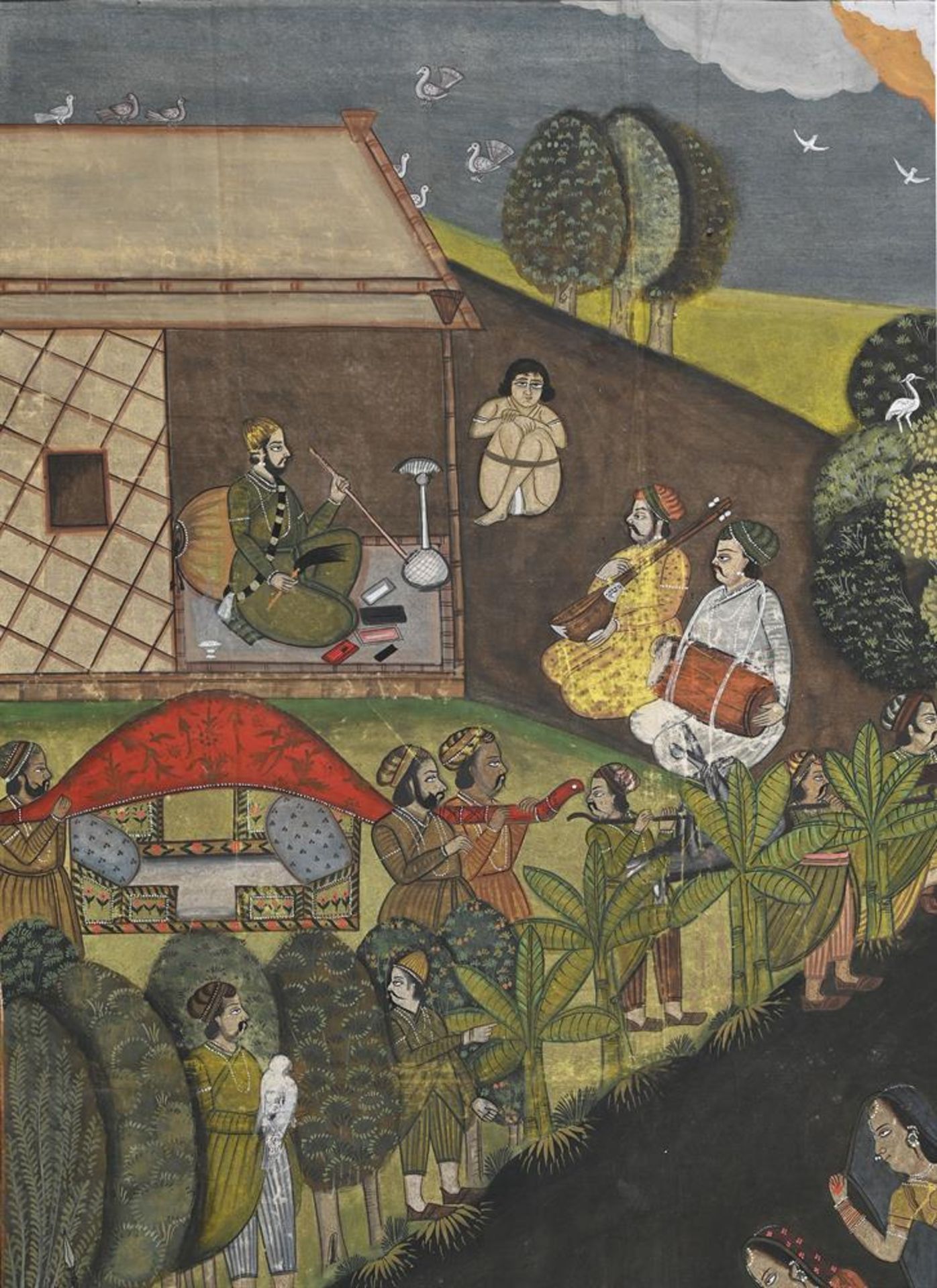 A PAINTING ON CLOTH IN MUGHAL STYLE - Image 3 of 5