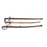 A LATE VICTORIAN BRITISH CAVALRY OFFICER'S 1896 PATTERN SWORD AND LEATHER CAMPAIGN SCABBARD WITH LEA