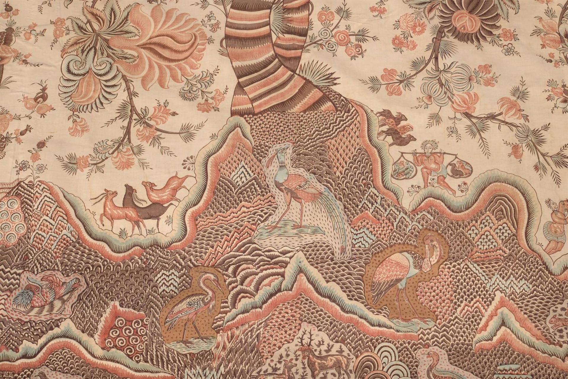 A PRINTED COTTON MAZARA HANGING IN CHINOISERIE TASTE - Image 2 of 3