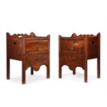 A PAIR OF GEORGE III MAHOGANY BEDSIDE COMMODES