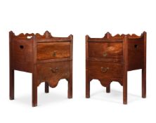 A PAIR OF GEORGE III MAHOGANY BEDSIDE COMMODES