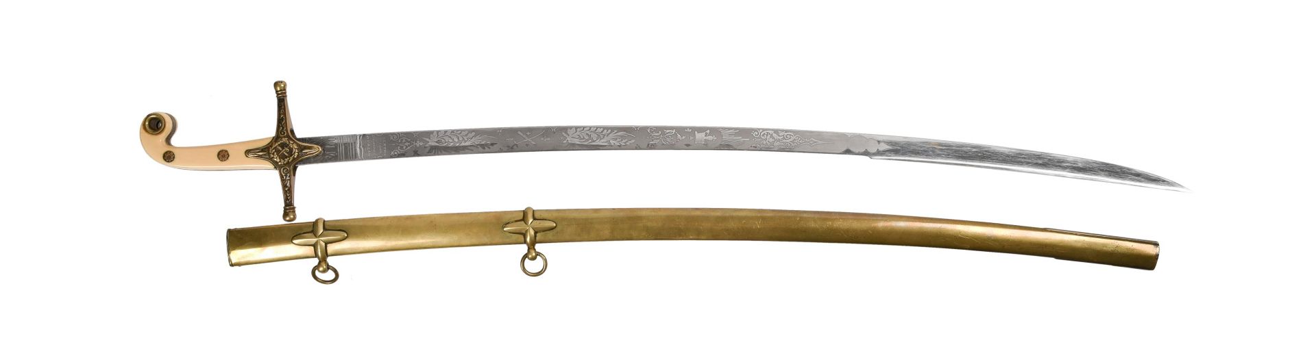 Y A VICTORIAN GENERAL OFFICER'S 1831 PATTERN REGULATION SCIMITAR OR 'MAMELUKE' AND BRASS SCABBARD MI - Image 2 of 6