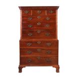 A GEORGE III MAHOGANY CHEST ON CHEST