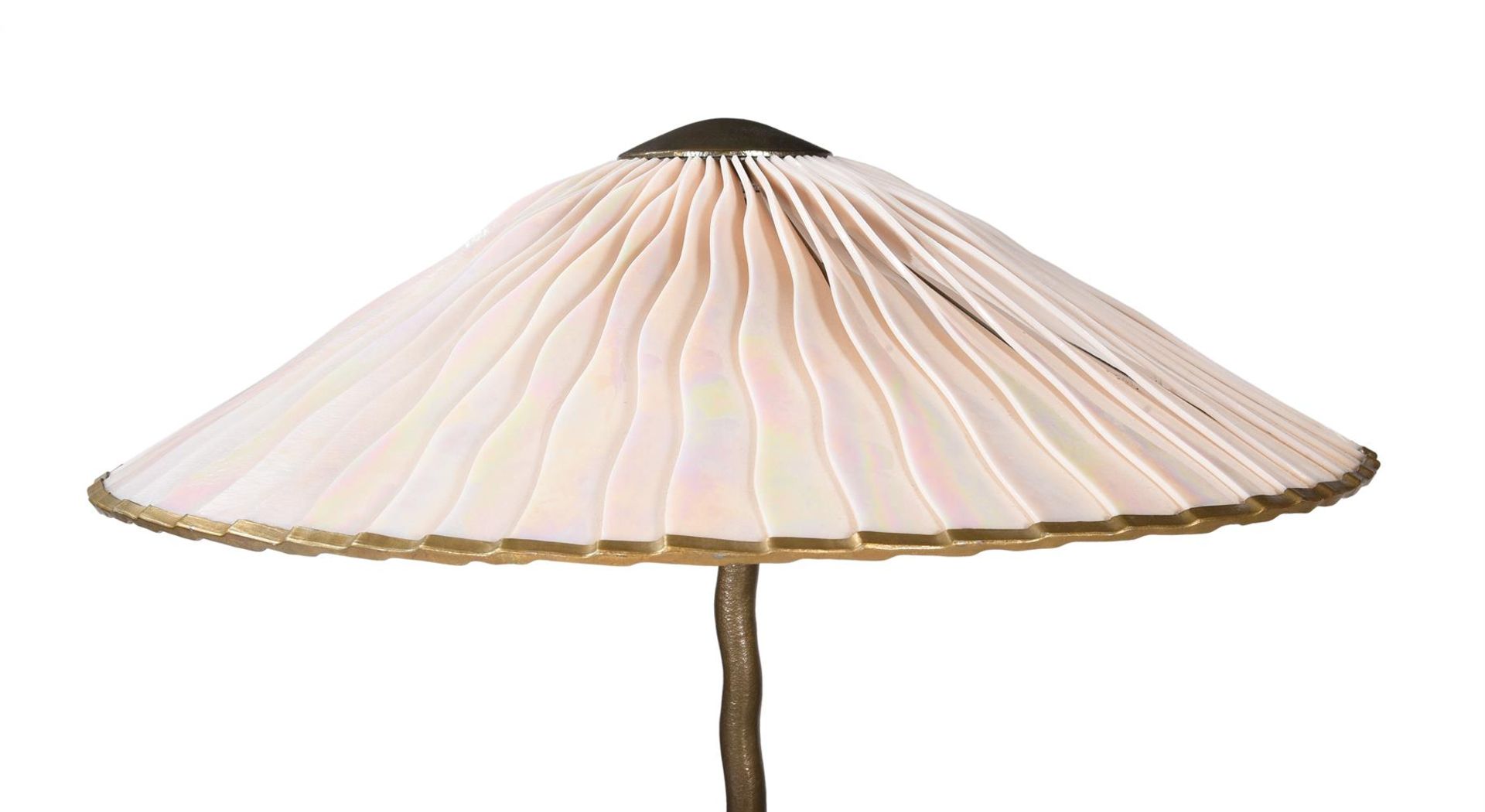 A GILT METAL AND OPALINE GLASS STANDARD LAMP - Image 2 of 3