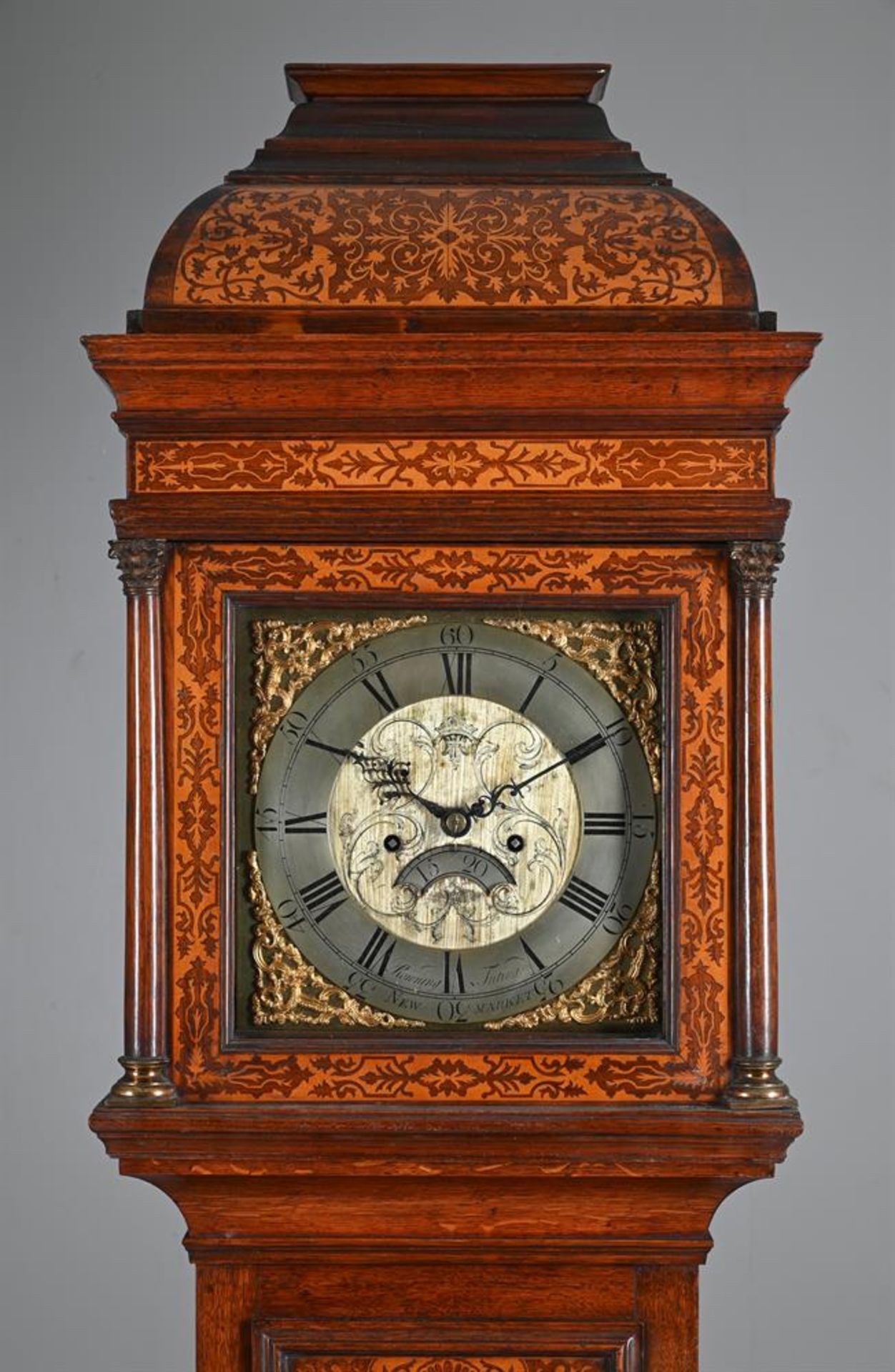 AN OAK AND MARQUETRY INLAID LONGCASE CLOCK - Image 2 of 2