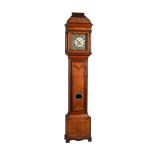 AN OAK AND MARQUETRY INLAID LONGCASE CLOCK