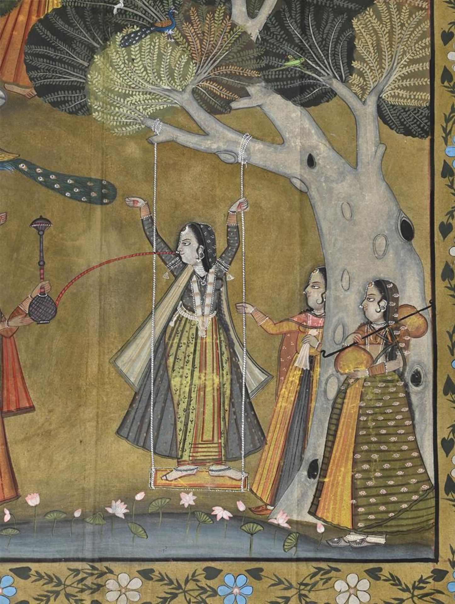 A PAINTING ON CLOTH IN MUGHAL STYLE - Image 4 of 5